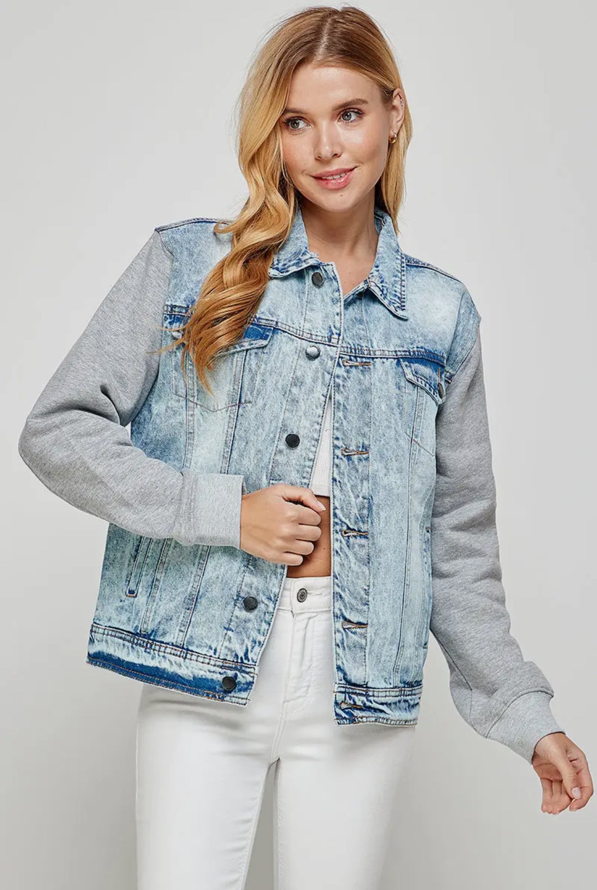 Denim Boyfriend Jacket | Detachable Hoodie