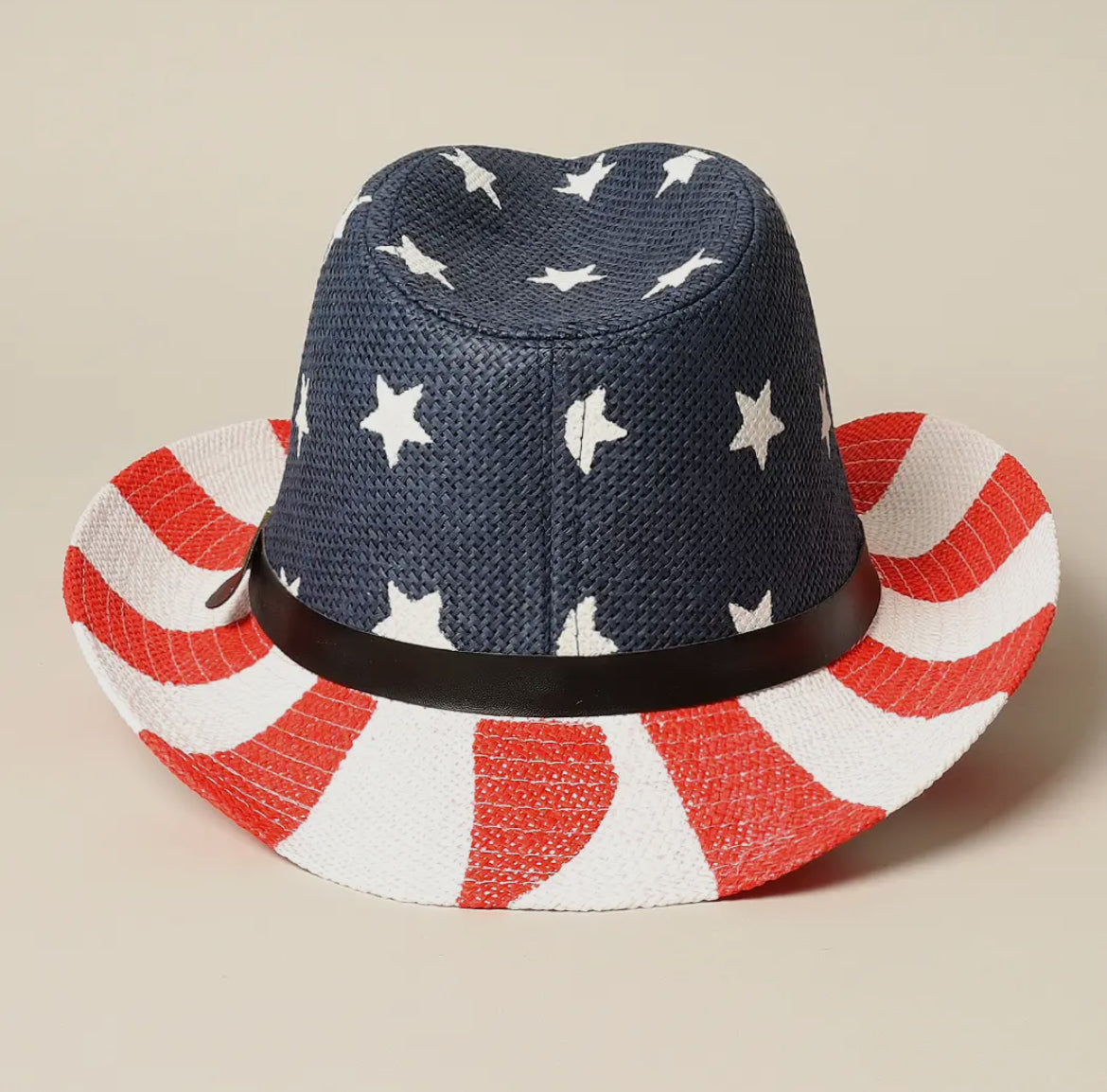 American Flag Print Cowboy Hat with Belt Band