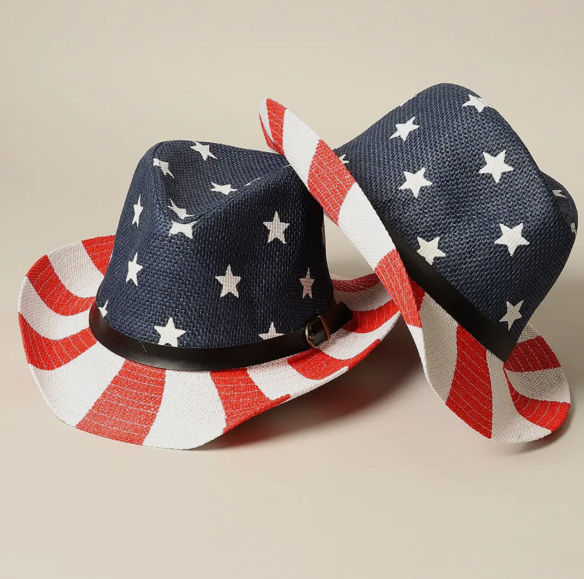 American Flag Print Cowboy Hat with Belt Band