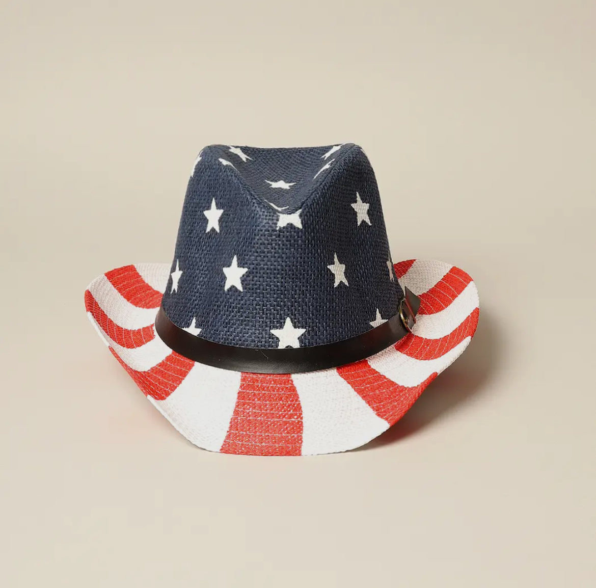 American Flag Print Cowboy Hat with Belt Band