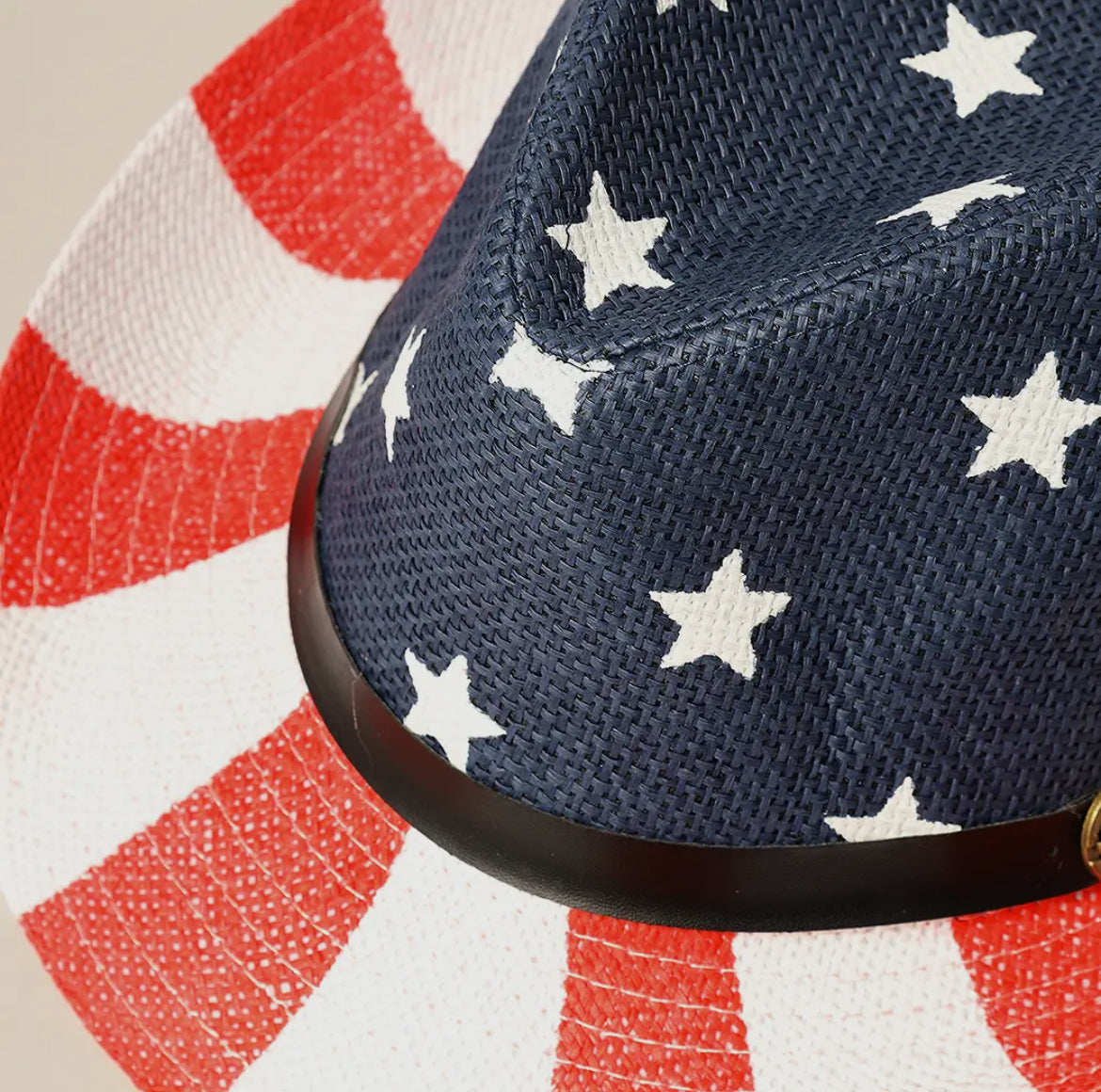 American Flag Print Cowboy Hat with Belt Band