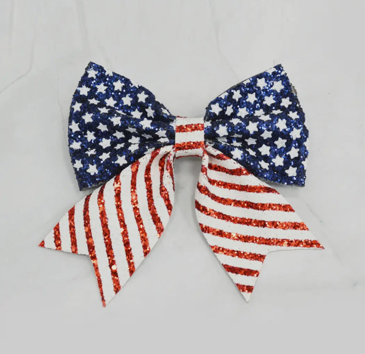 American Flag Glitter Bow Hair Clip