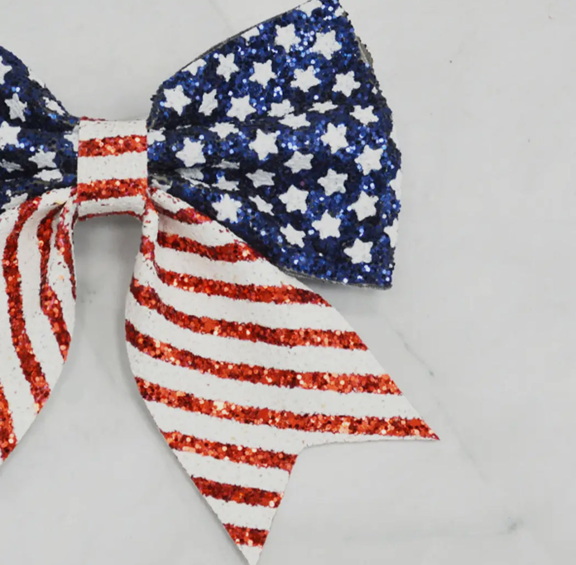 American Flag Glitter Bow Hair Clip