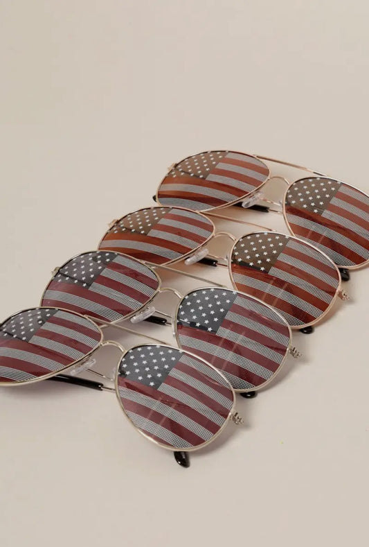 USA American Flags Aviator Sunglasses