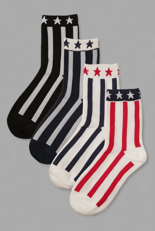 Women's USA Flag Cotton Blend Crew Socks