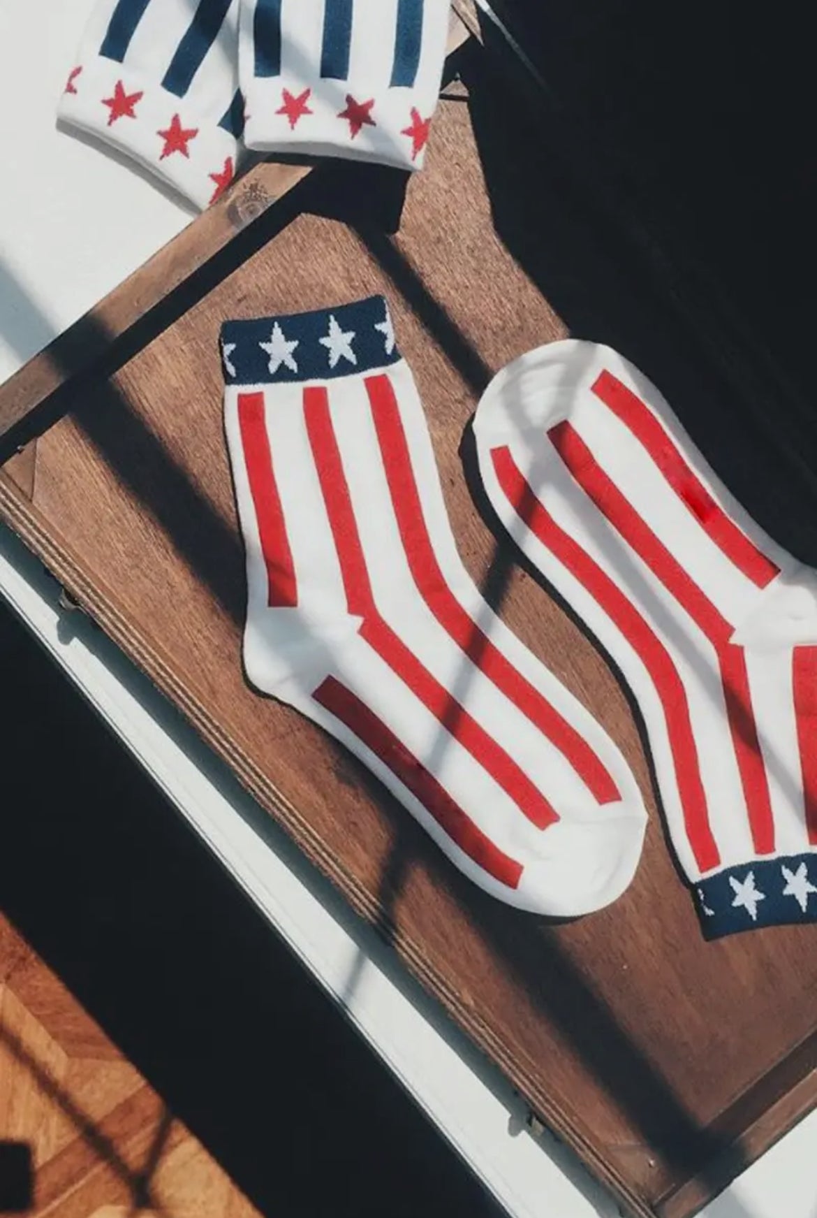 Women's USA Flag Cotton Blend Crew Socks