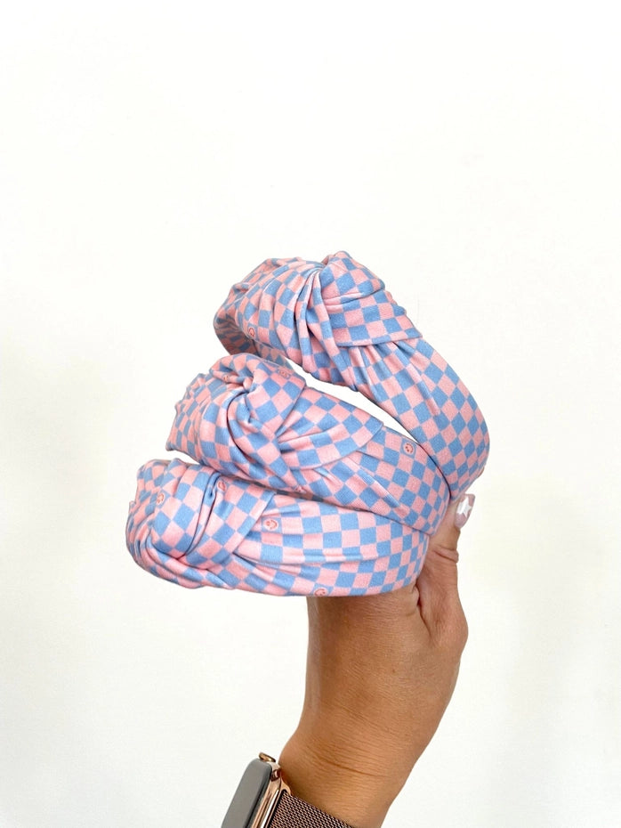 Pink + Blue Mini Smile Top Knot Headband