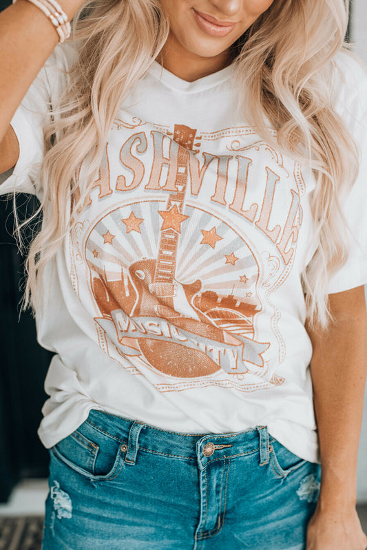 White "Nashville" Graphic Tee