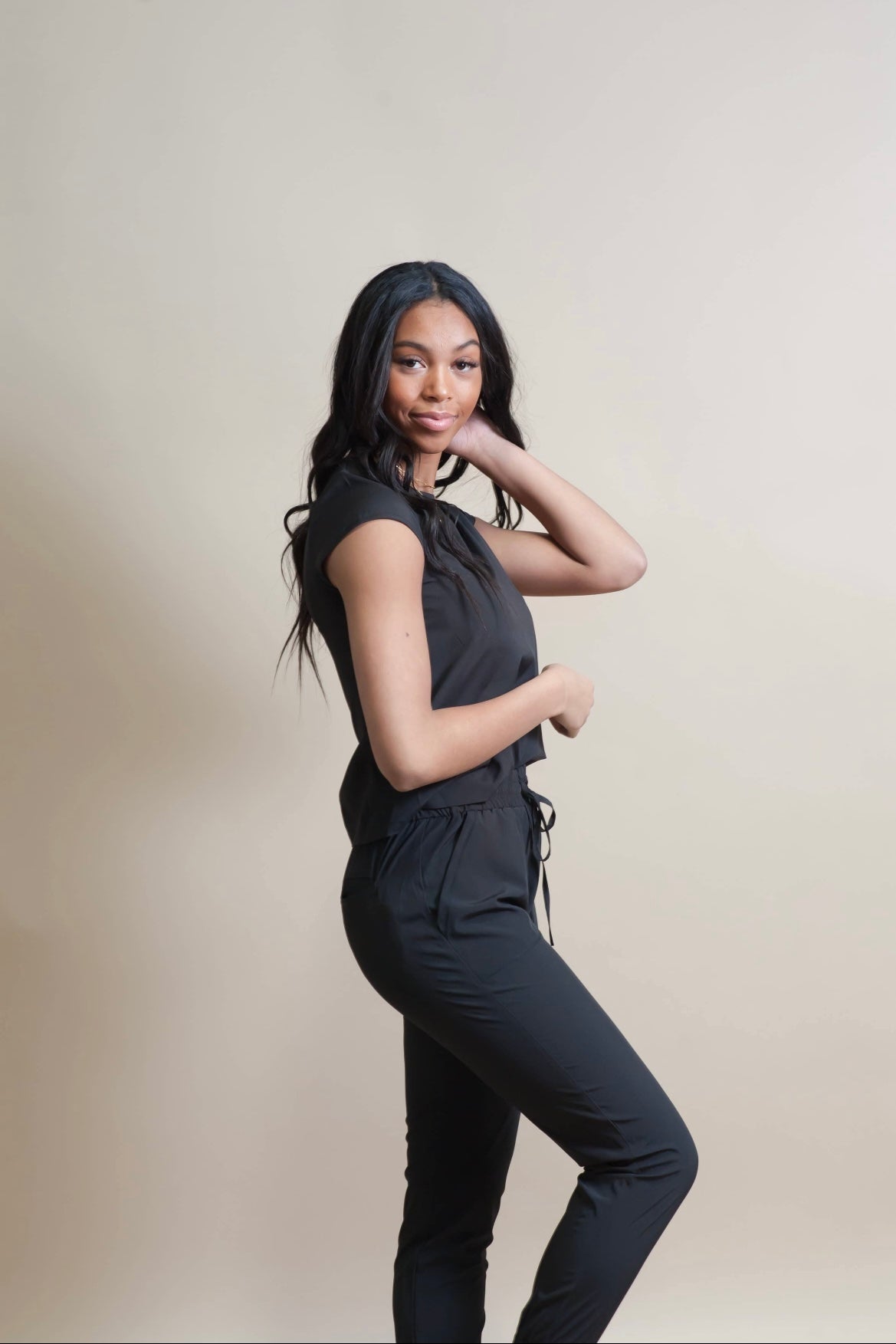 The "Undone" Jumpsuit in Black - Lightweight top + matching joggers