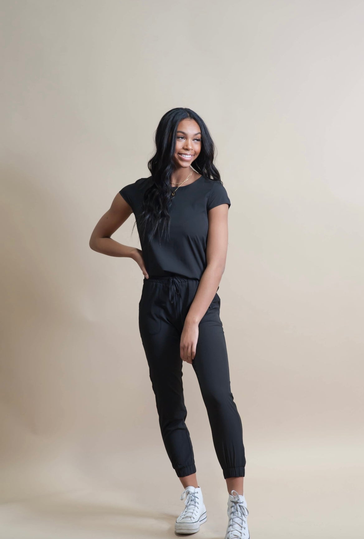 Black cheap jogger jumpsuit