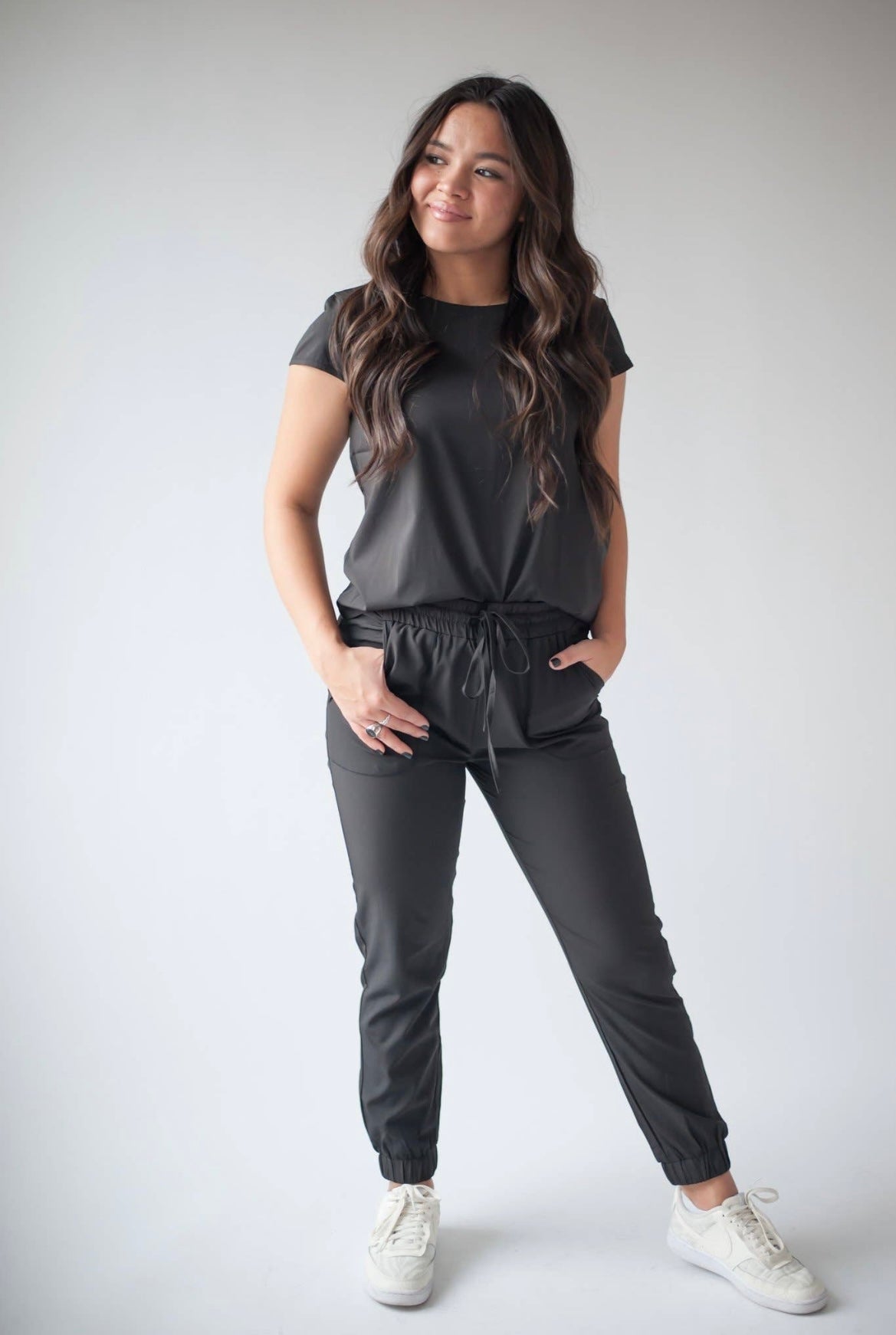 The "Undone" Jumpsuit in Black - Lightweight top + matching joggers