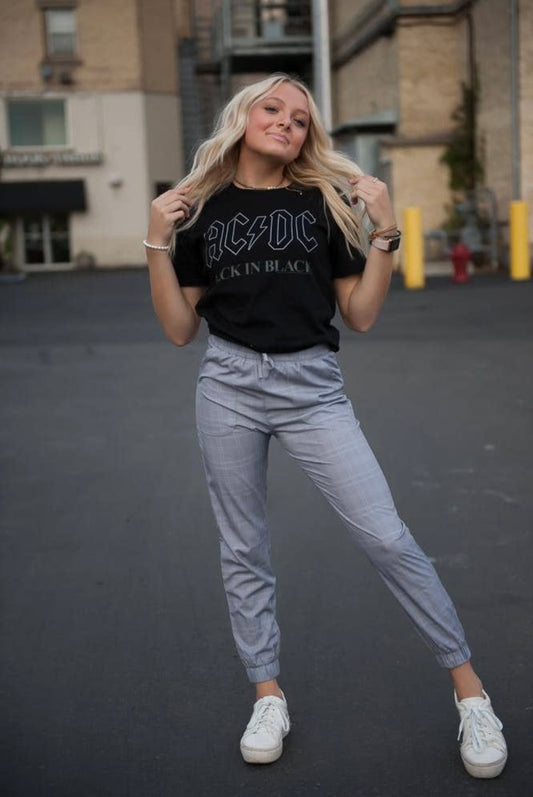 Lightweight Joggers in Grey Plaid