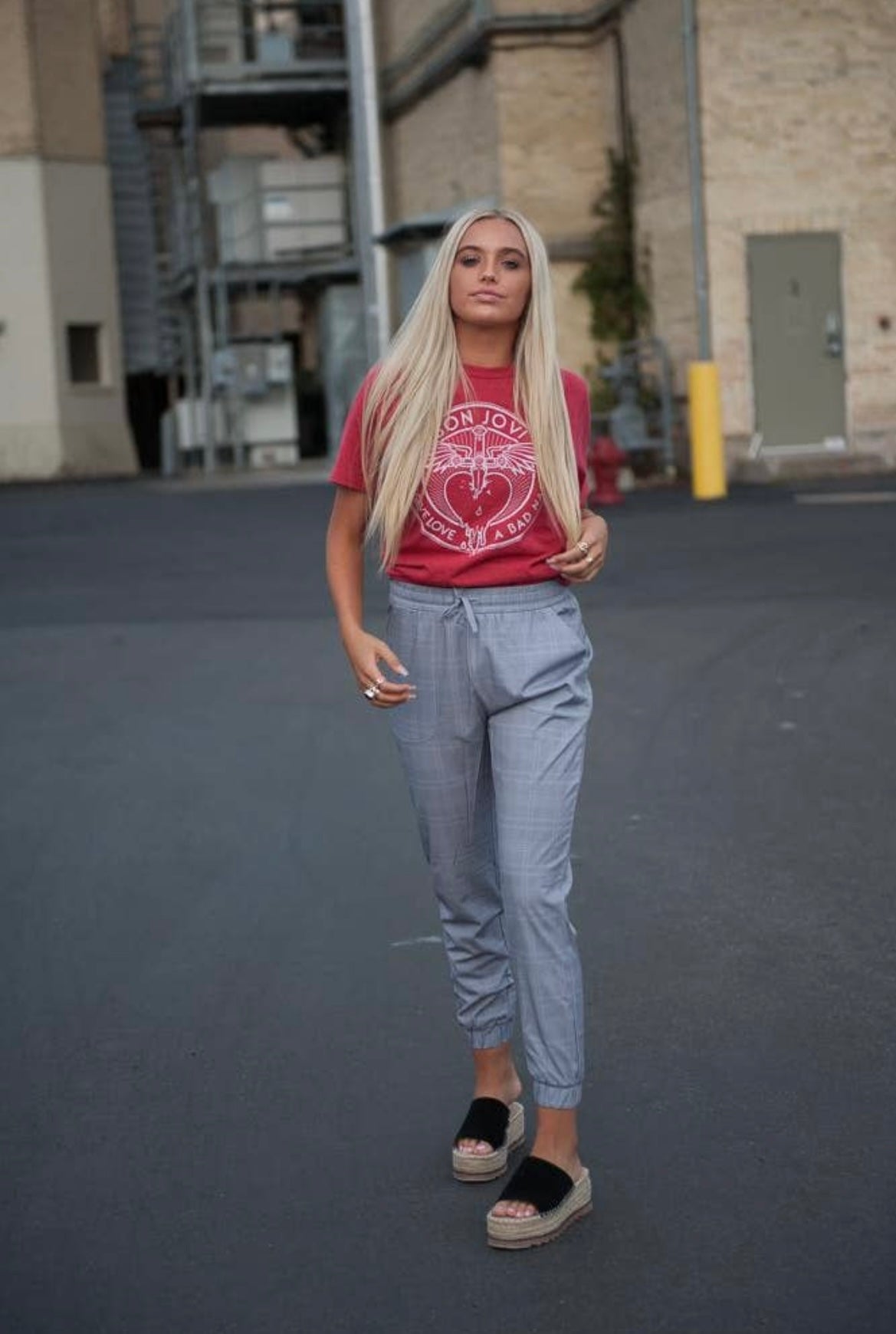 Lightweight Joggers in Grey Plaid