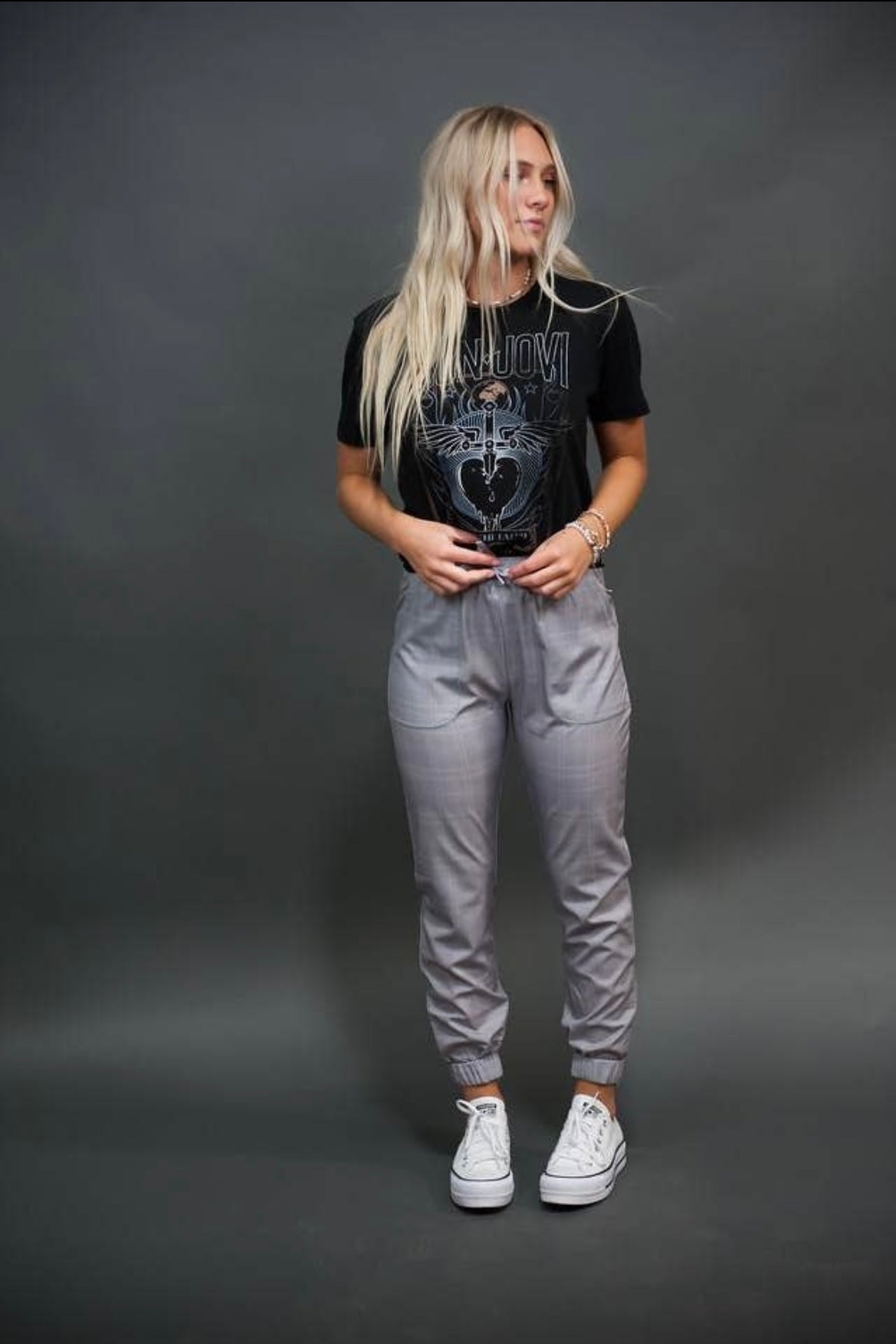 Lightweight Joggers in Grey Plaid