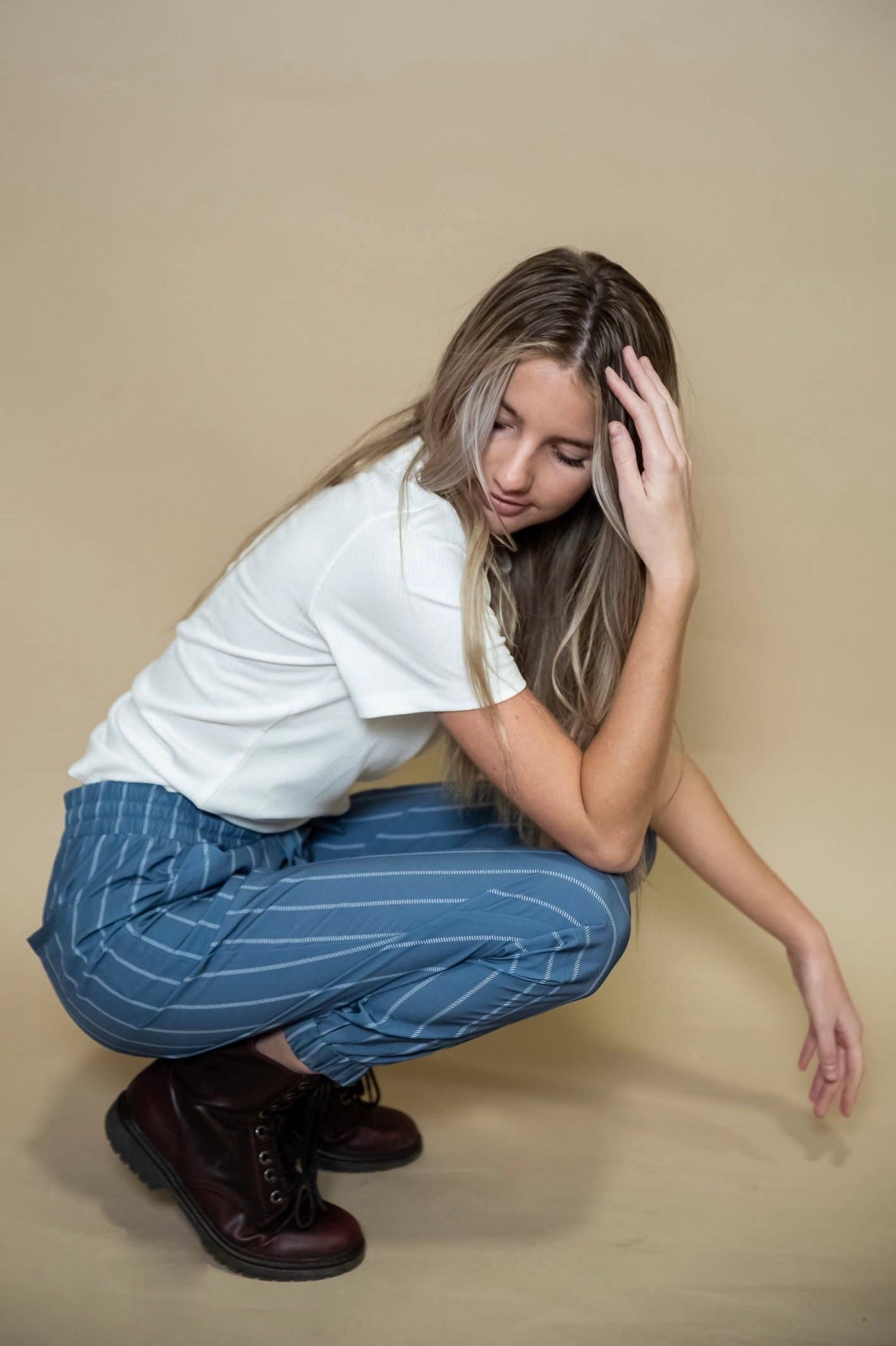 Lightweight Joggers in Steel Blue Stripe