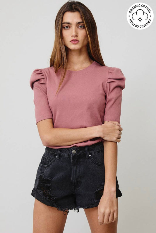 Mauve Puff Sleeve Top